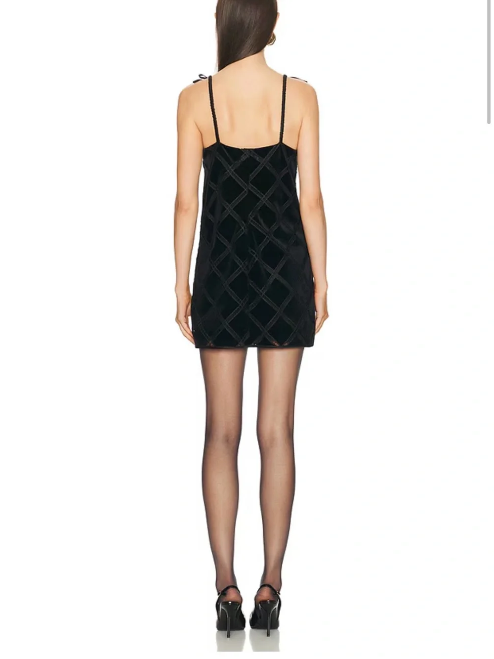 Revolve Baum und pferdgarten Black white Lace-Trim Velvet Slip mini Dress